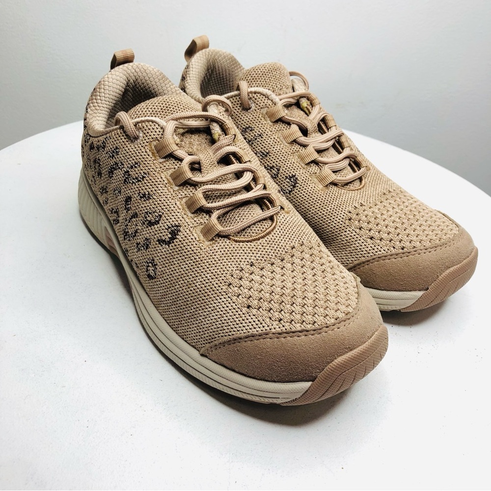 Orthofeet Coral Walking Shoe stretchable knit leopard print SZ 7.5 R1 - Picture 2 of 12